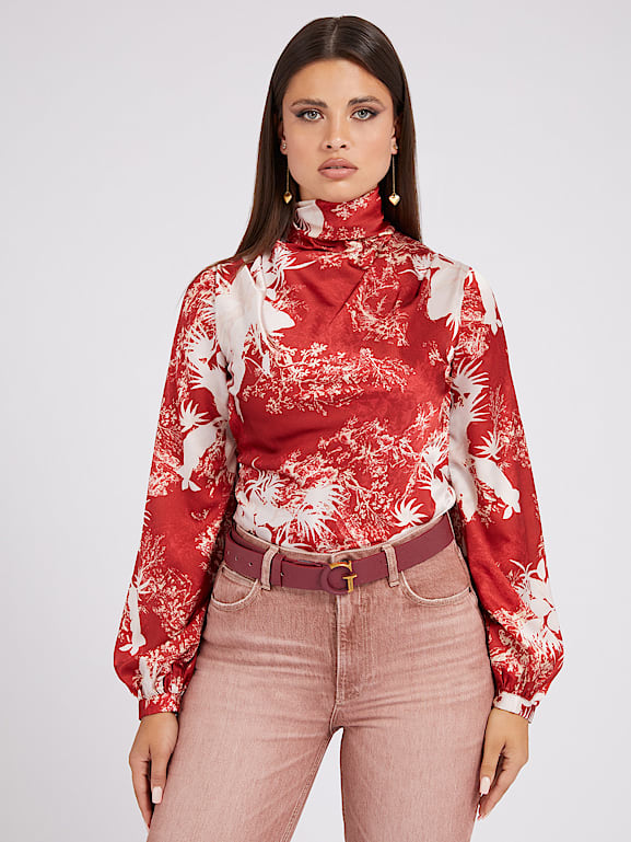 Guess red blouse sale