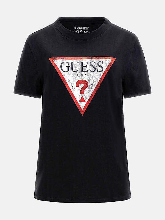 Guess black logo t deals shirt