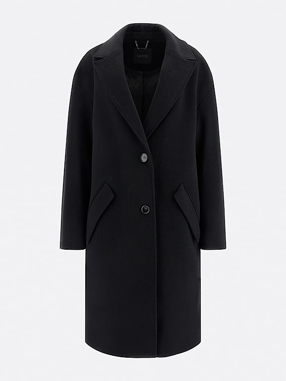 Guess black wool coat deals