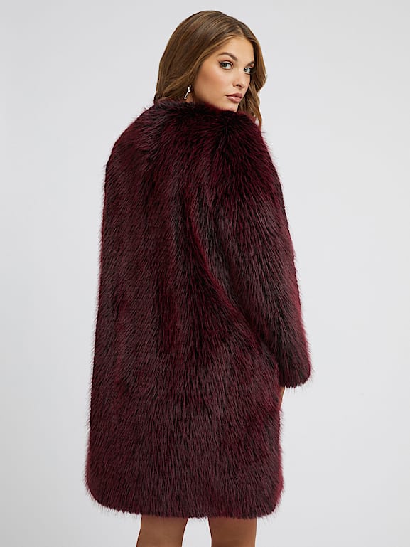 Burgundy guess coat hot sale