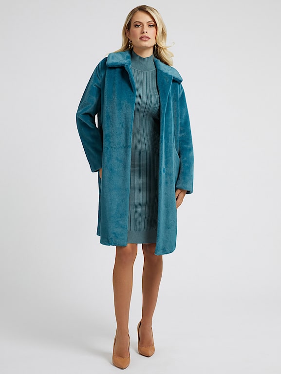 Guess blue fur coat shop