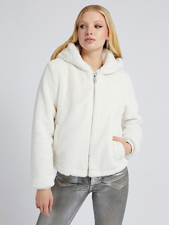 GUESS Back logo faux fur jacket