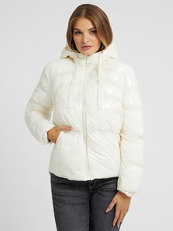 Guess white new arrivals puffer jacket