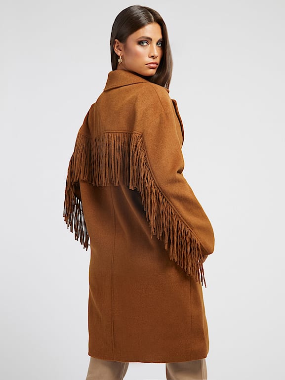 Cocoon fur coats and fringe wraps online