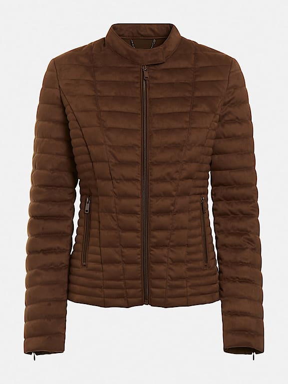 Faux suede puffer jacket sale