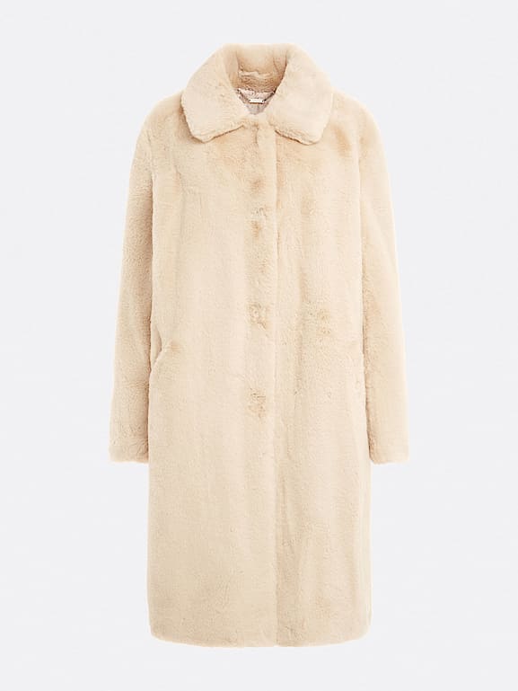 Manteau fourrure femme beige discount