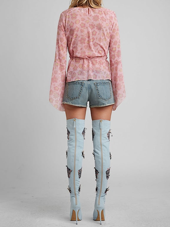 Long denim boots sales