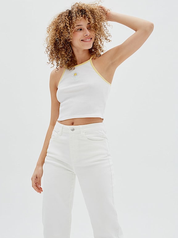 Guess cropped logo tank top hotsell