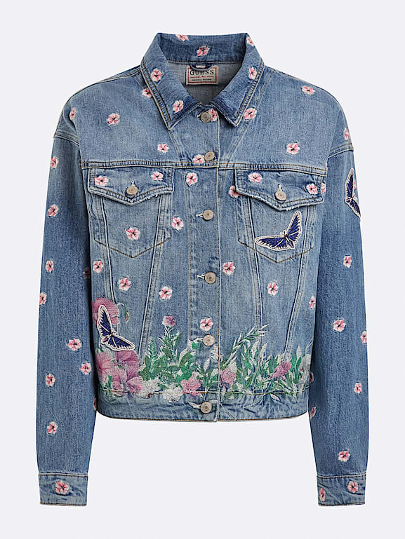 H&m embroidered sale denim jacket