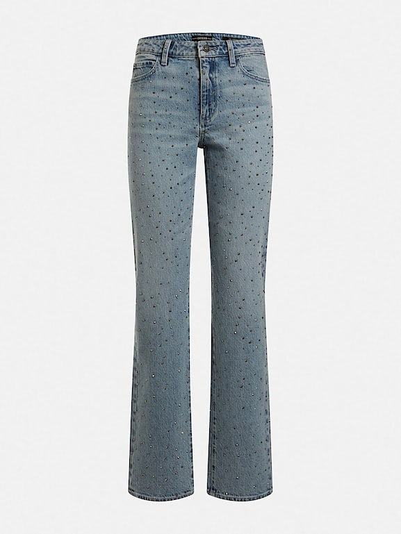 GUESS Rhinestones straight denim pant