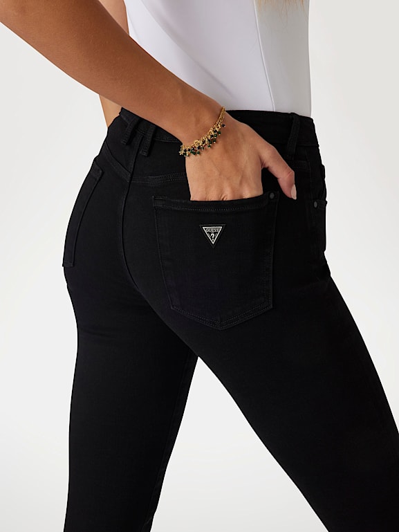  GUESS Pantalones negros para mujer, Negro - : Ropa