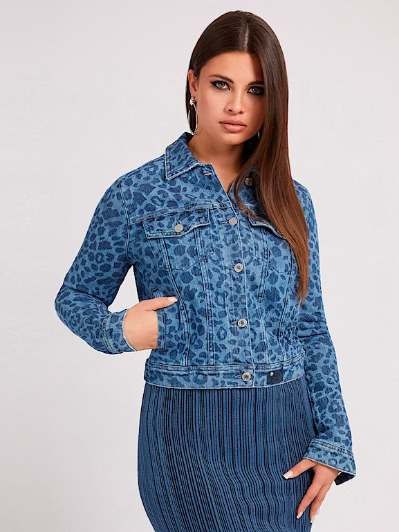 Leopard print denim store skirt and jacket