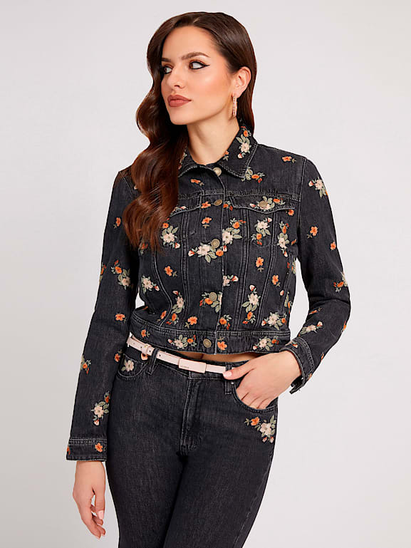GUESS Floral embroidery denim jacket