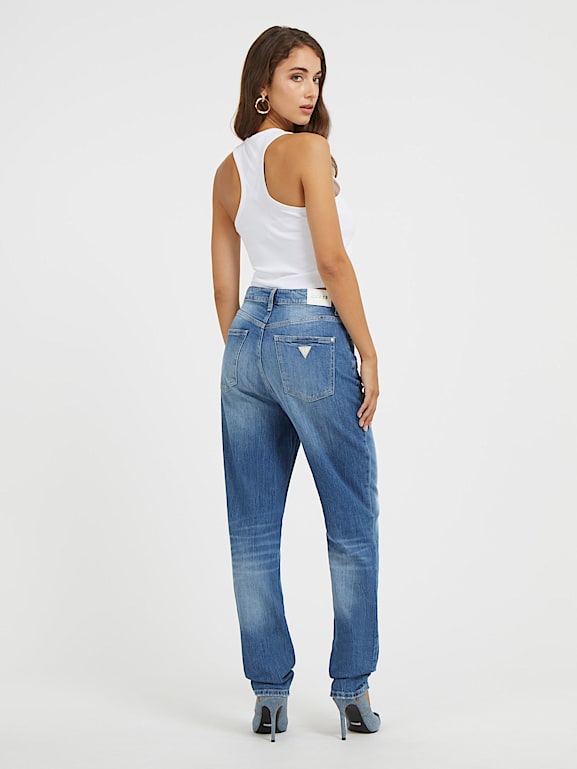 Femme Jean Mom à taille haute, Femme Bas