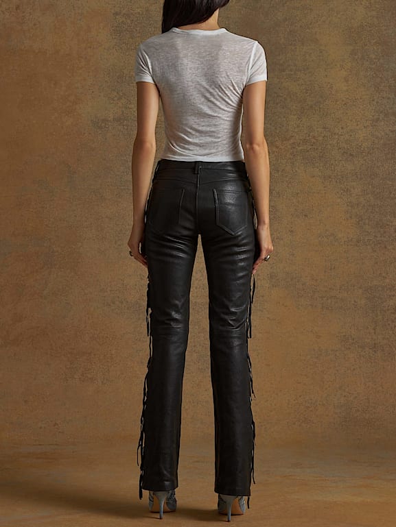 Fringe deals leather pants