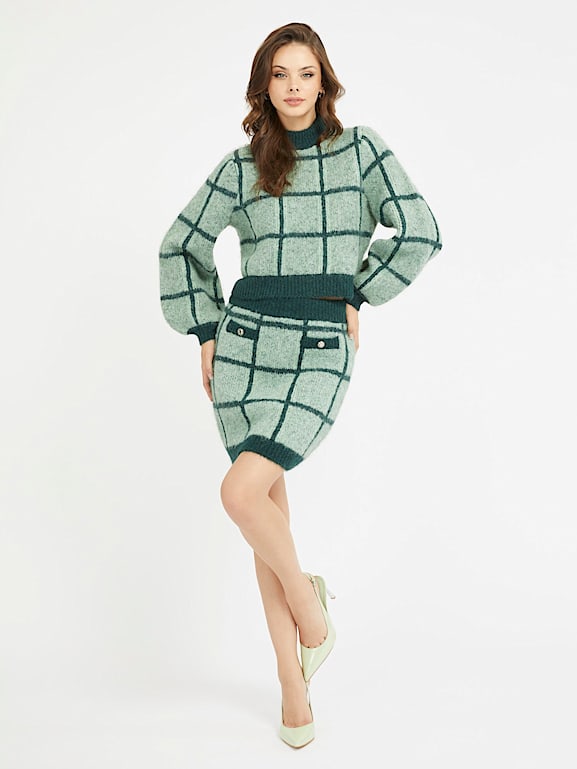 Check sweater mini skirt