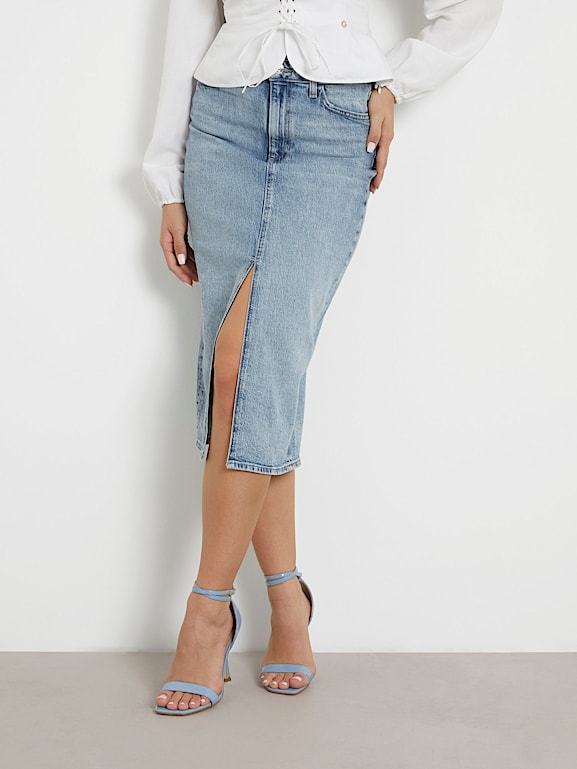 Jupe en jean fendue devant hot sale
