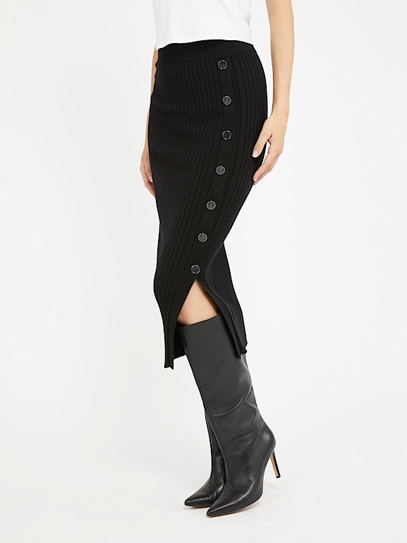 GUESS Jupe midi maille boutons