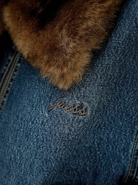 Guess faux fur denim jacket sale