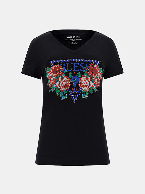 Guess floral t hot sale shirt