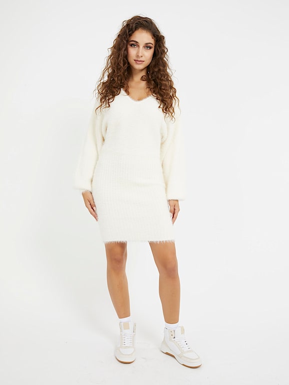 GUESS Fuzzy sweater midi dress