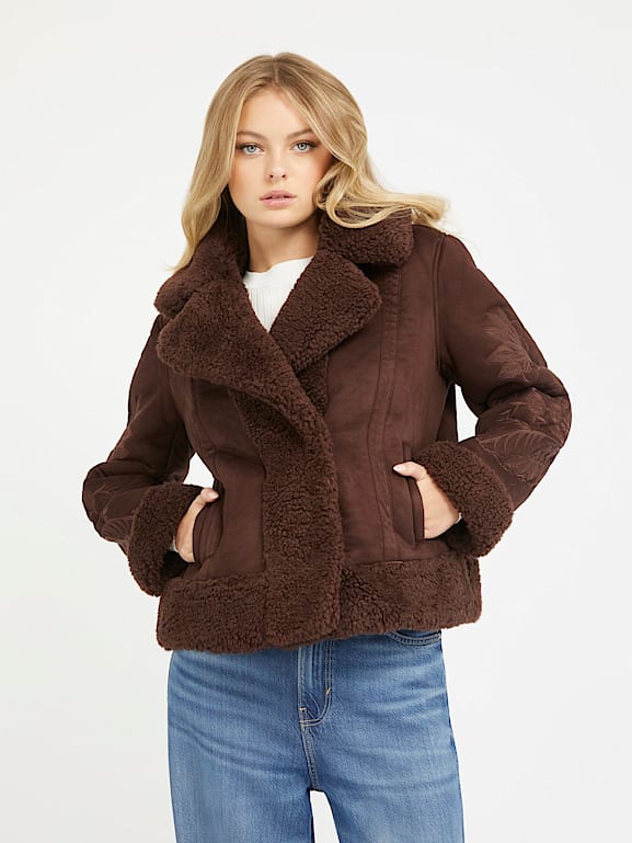 Faux sherpa sale jacket womens