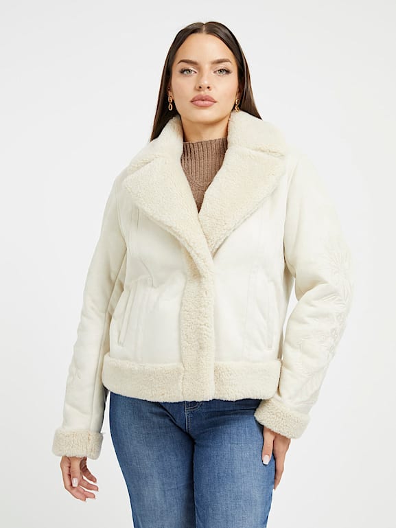 Faux sherpa 2025 jacket womens
