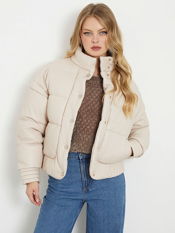Faux leather puffer sale