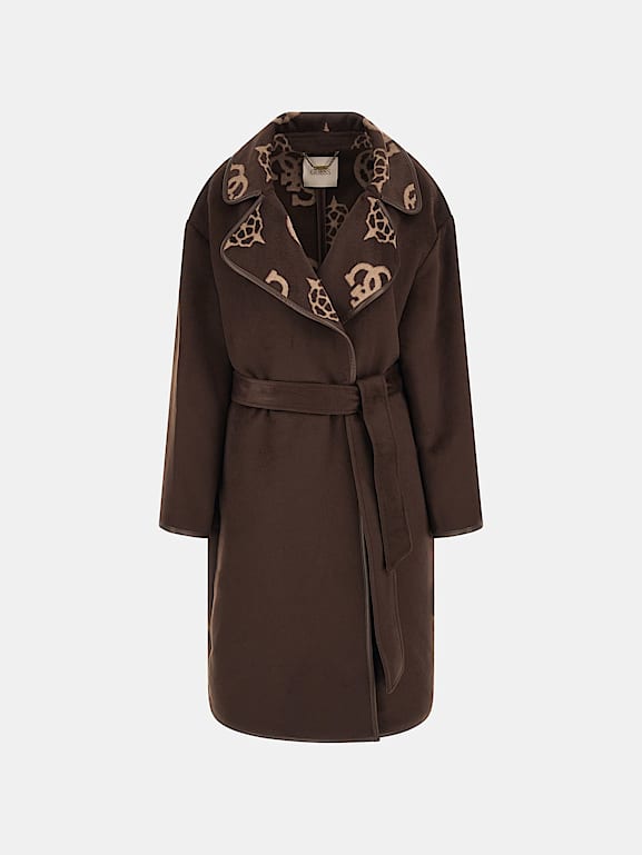 Double face wool blend wrap coat hotsell