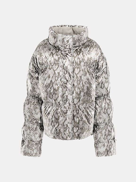 Snake print puffer jacket shop
