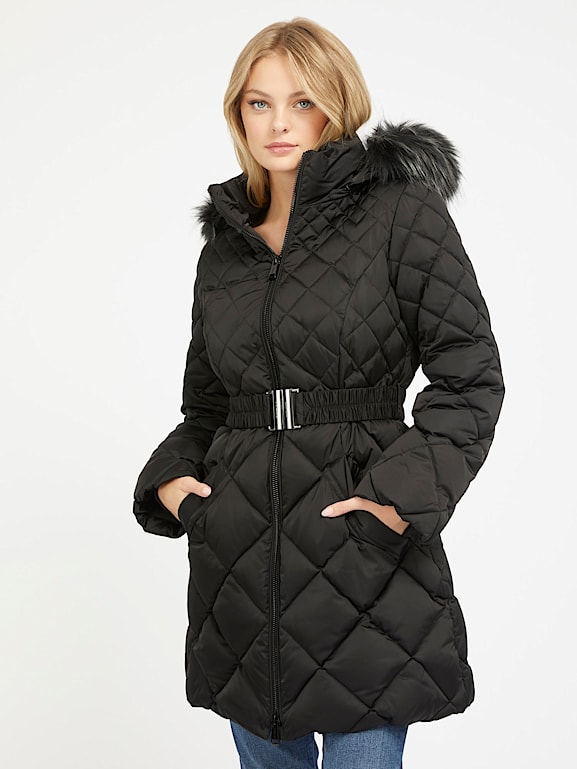 Guess long fur puffer jacket new arrivals