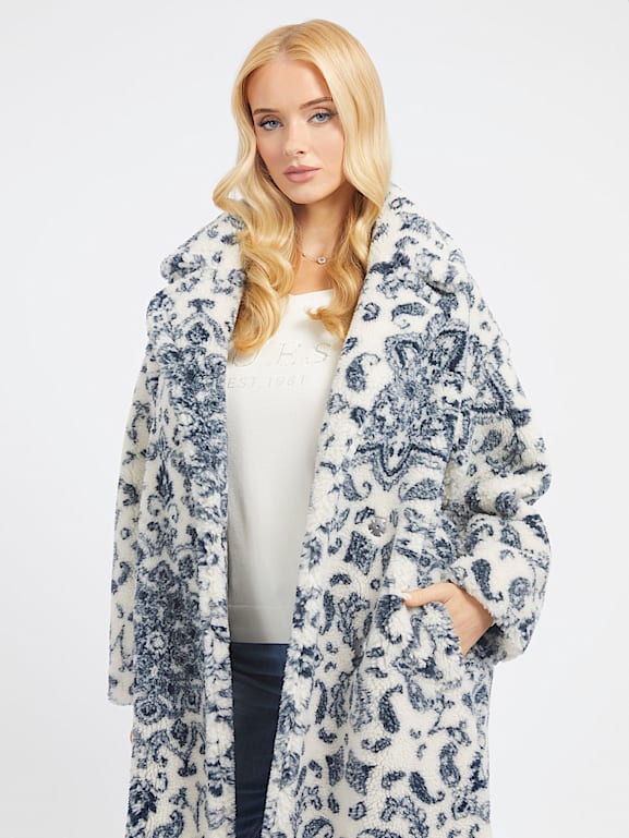 Manteau fausse new arrivals fourrure guess