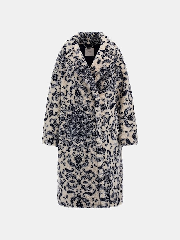 GUESS Bandana print faux fur coat