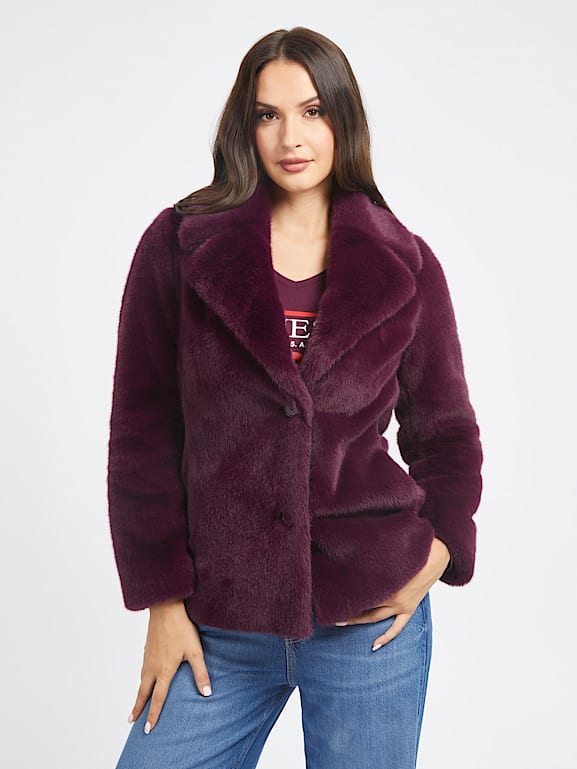Guess burgundy coat top