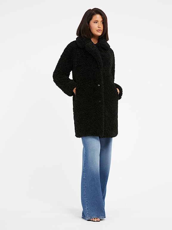 Topshop black on sale faux fur coat