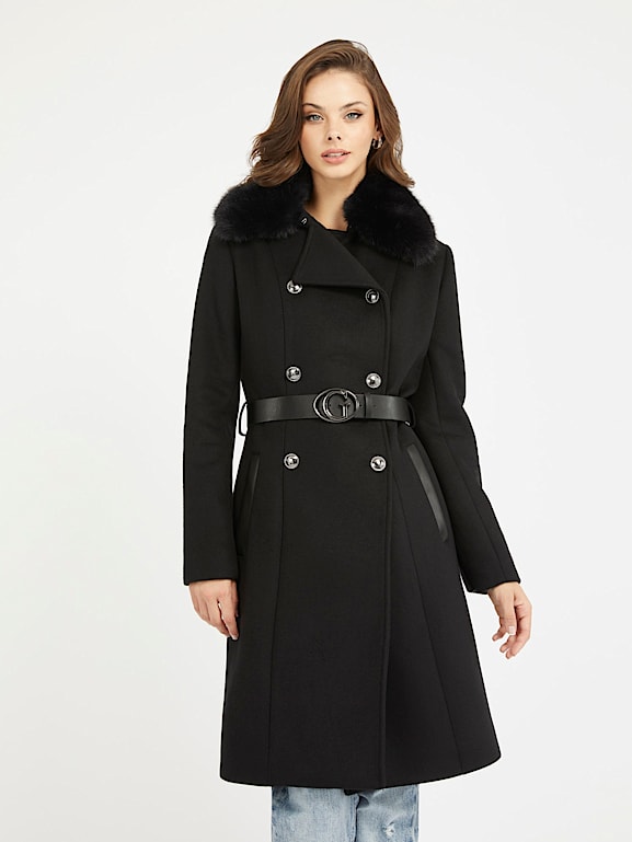 Guess long sales black coat