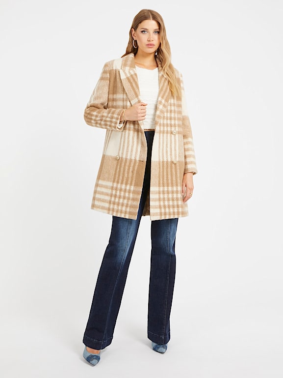 GUESS Wool blend check coat