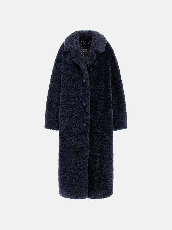Guess blue fur coat clearance