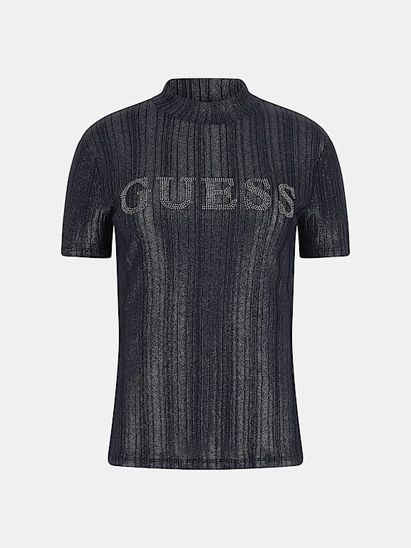 GUESS® Rhinestones front logo sweater top Women