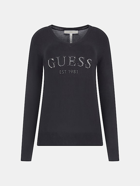GUESS® Rhinestones front logo sweater
