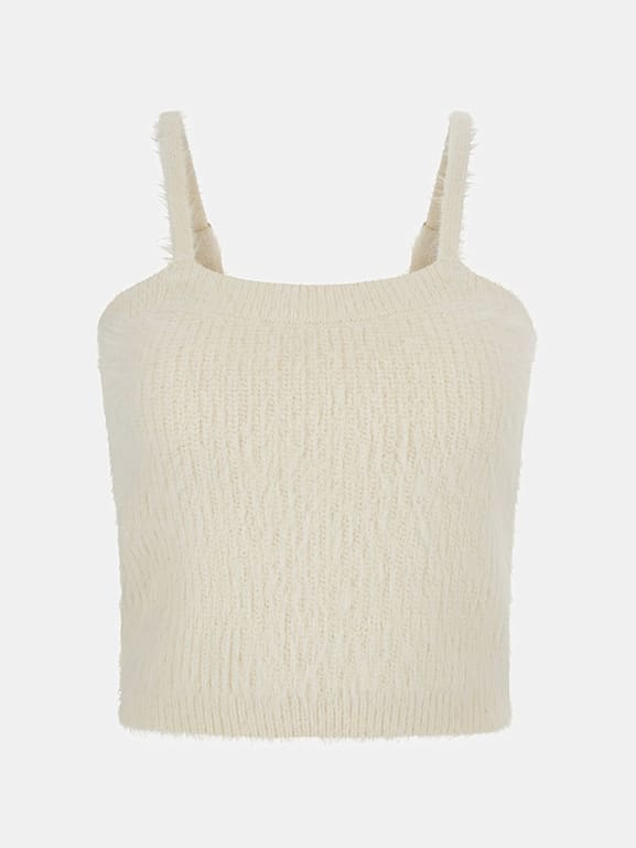 Cropped white fuzzy sweater cheap