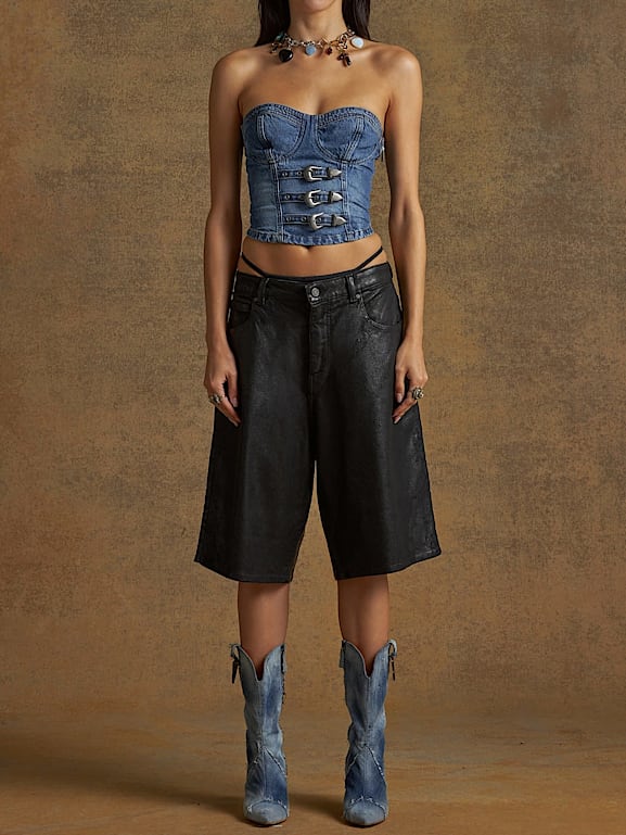 Guess denim sale bustier top