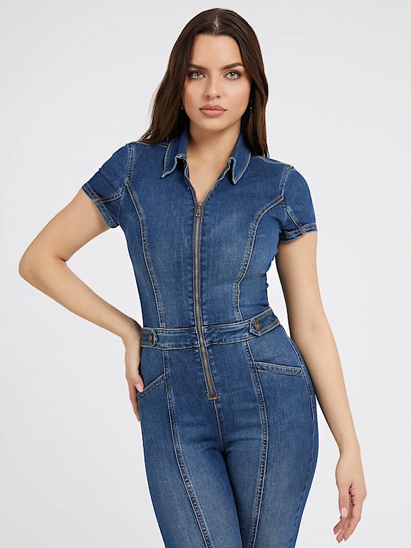 Slim fit denim jumpsuit