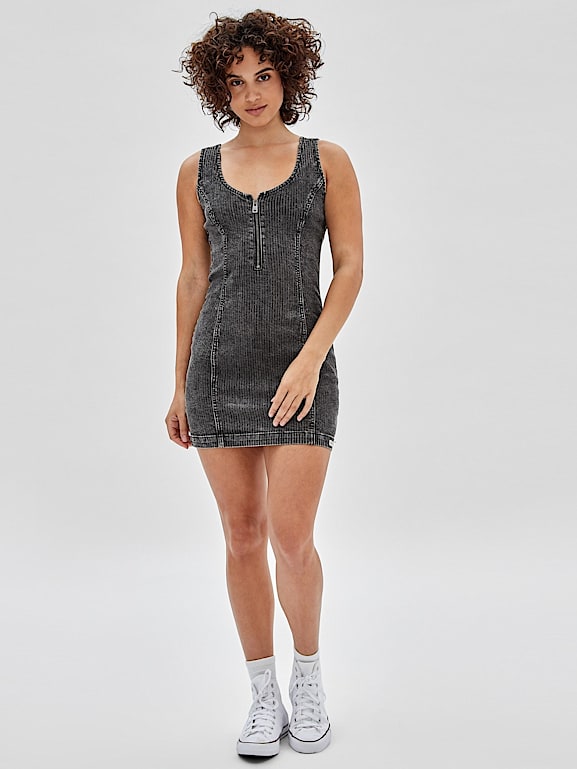 Jean zip up store dress