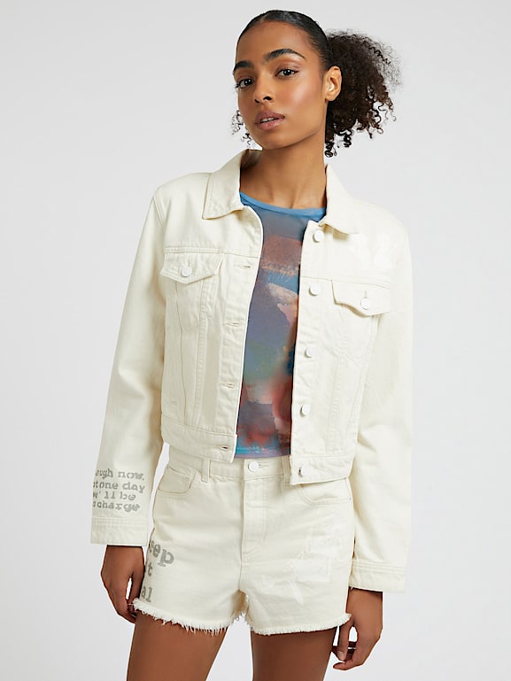 Guess white jean jacket cheap