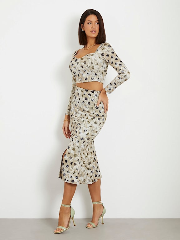 Jupe midi deals a pois