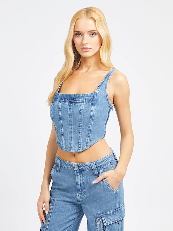 Guess denim bustier sale