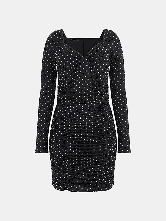 Abito guess nero a pois shop