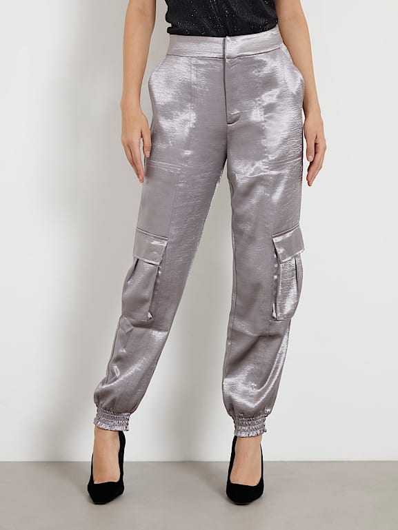 Satin cargo trousers