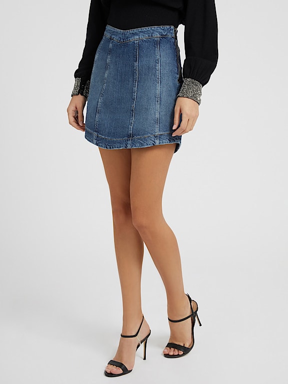 Forever 21 zip 2025 front denim skirt